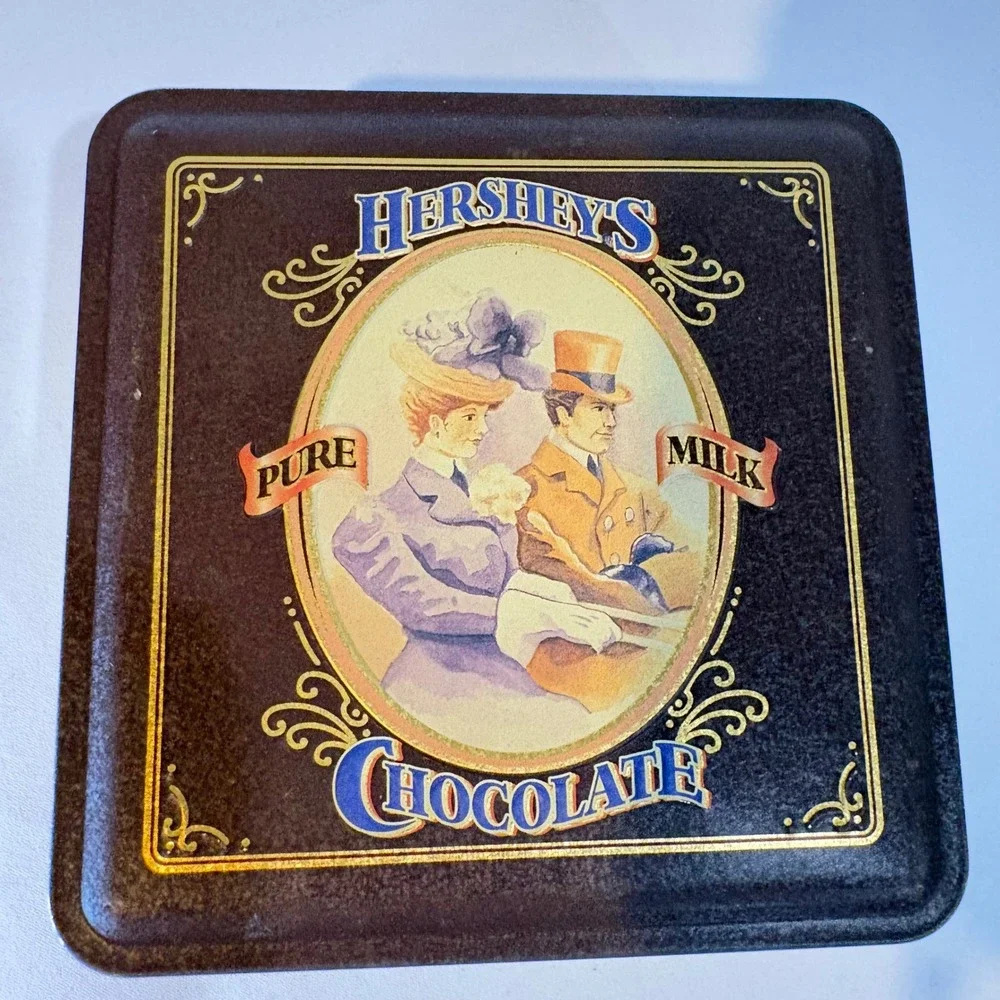 Vintage 1995 Hershey's Pure Milk Chocolate Tin Canister Vintage Edition 4 Brown